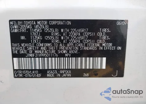 2009 Toyota Rav4 Limited из США, поврежденный, VIN JTMBF31V995011176